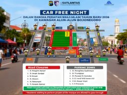 Rekayasa Lalin di Kawasan Alun-Alun Bojonegoro dan Himbauan di Malam Pergantian Tahun