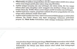 Miris, Surat Perjanjian Kerja Sama Program MBG Bila Mana Diduga Ada Keracunan Pihak Kedua Harus Merahasiakan
