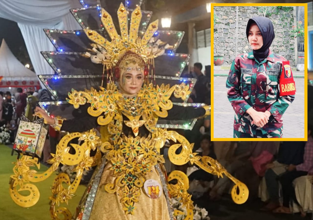 Dandim Gresik Hadiri Festival Kostum Bandar Grissee, Dan Uniknya Salah Satu Model Adalah Babinsa Wanita