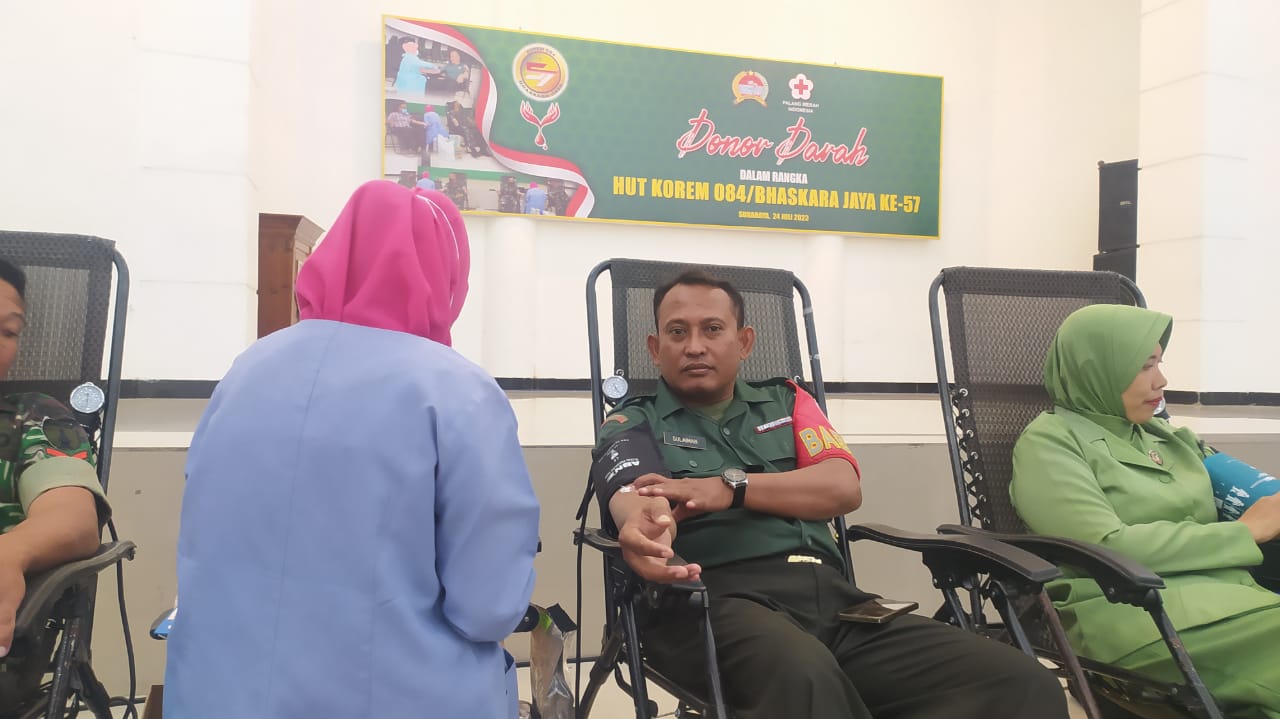 Peringati HUT Korem 084/BJ, Personel Kodim Surabaya Utara Ikut Donor Darah