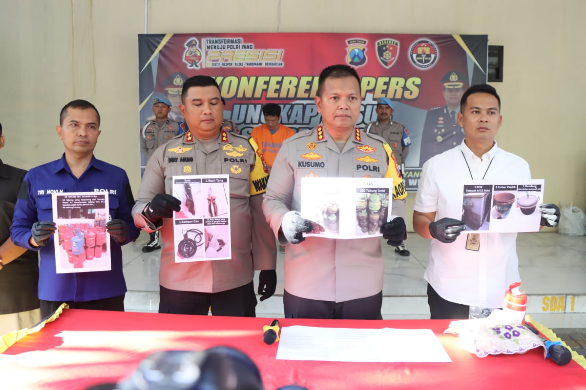 Polresta Sidoarjo Berhasil Amankan Pelaku LPG Oplosan di Anggaswangi