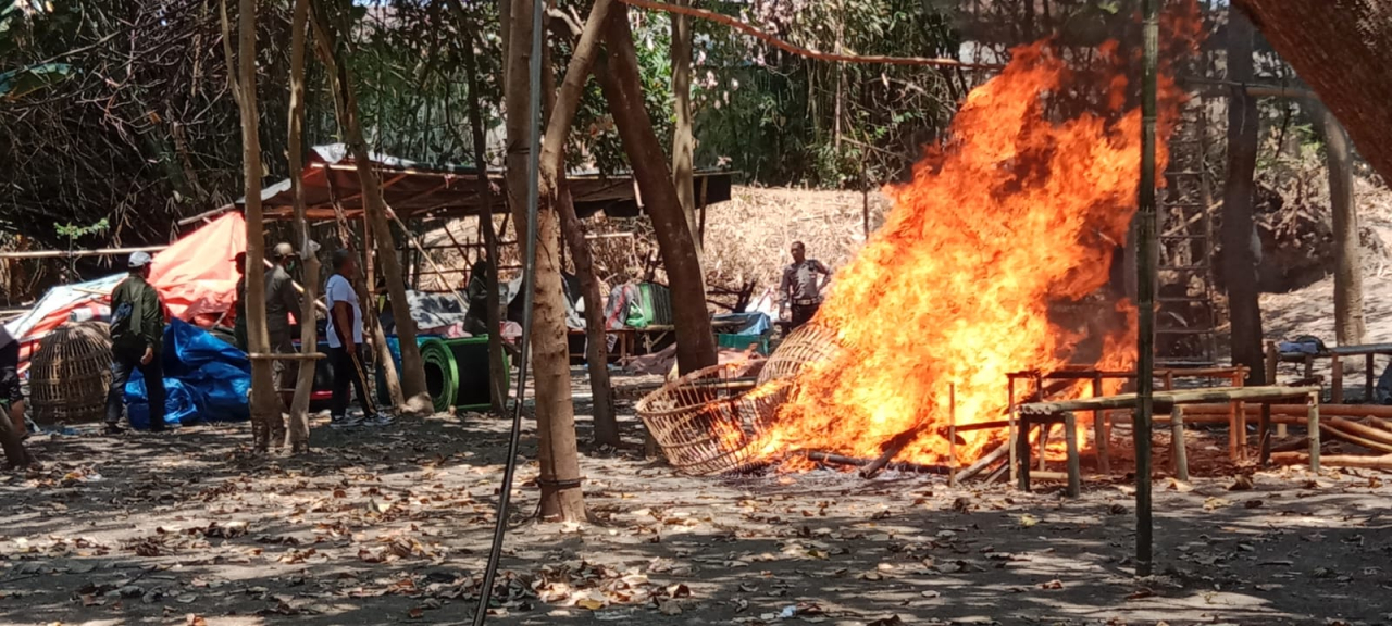 Lokasi Sabung Ayam Desa Jeruk legi Di Bakar Pasukan Kamtibmas wilayah Balongbendo