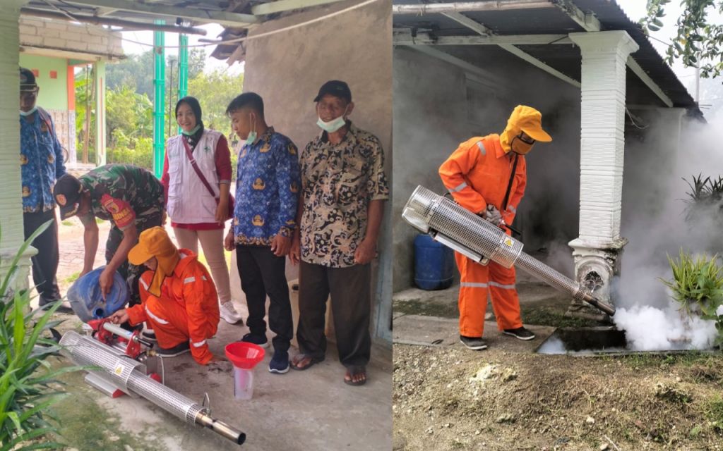 Tangkal DBD, Pemdes Sidodadi Lakukan Fogging ke Rumah Warga