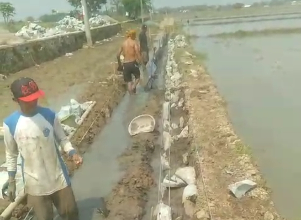 Pembangunan saluran drainase diwilayah desa Sarijaya, kecamatan Majalaya, Karawang (Foto: dok istimewa)