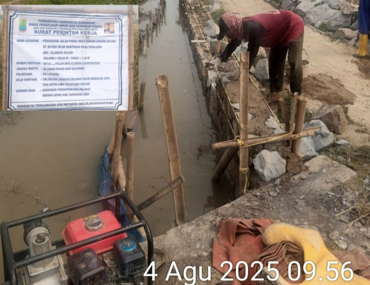 Hasil pekerjaan penuraapan di Dusun Lobang Kolon yang diketahui belum maksimal (Foto: Dok @di)
