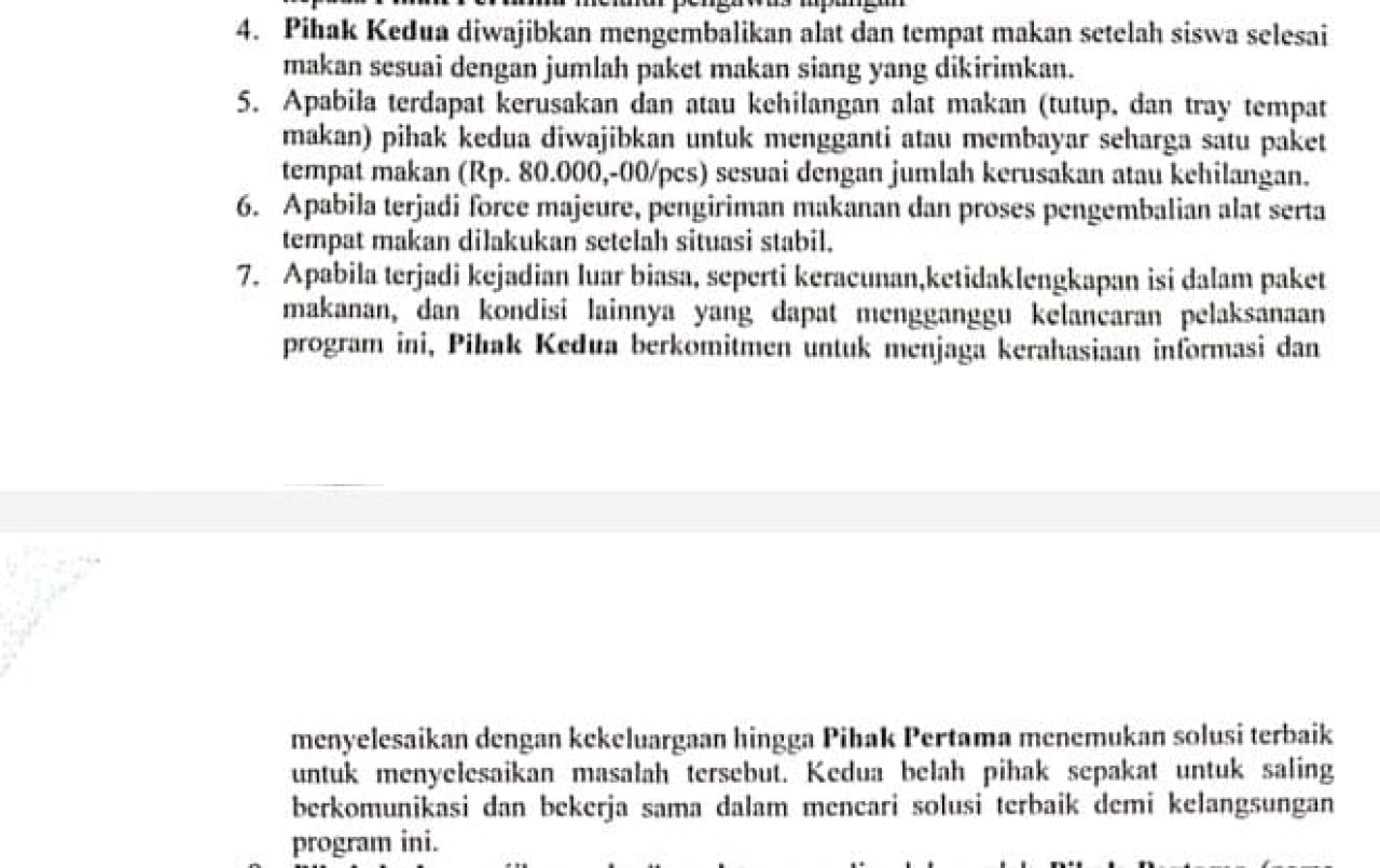 Perjanjian SPPG kerjasama MBG kepada pihak sekolah terkait di SMK Swasta Karawang (Foto: Dok tngkp layar)