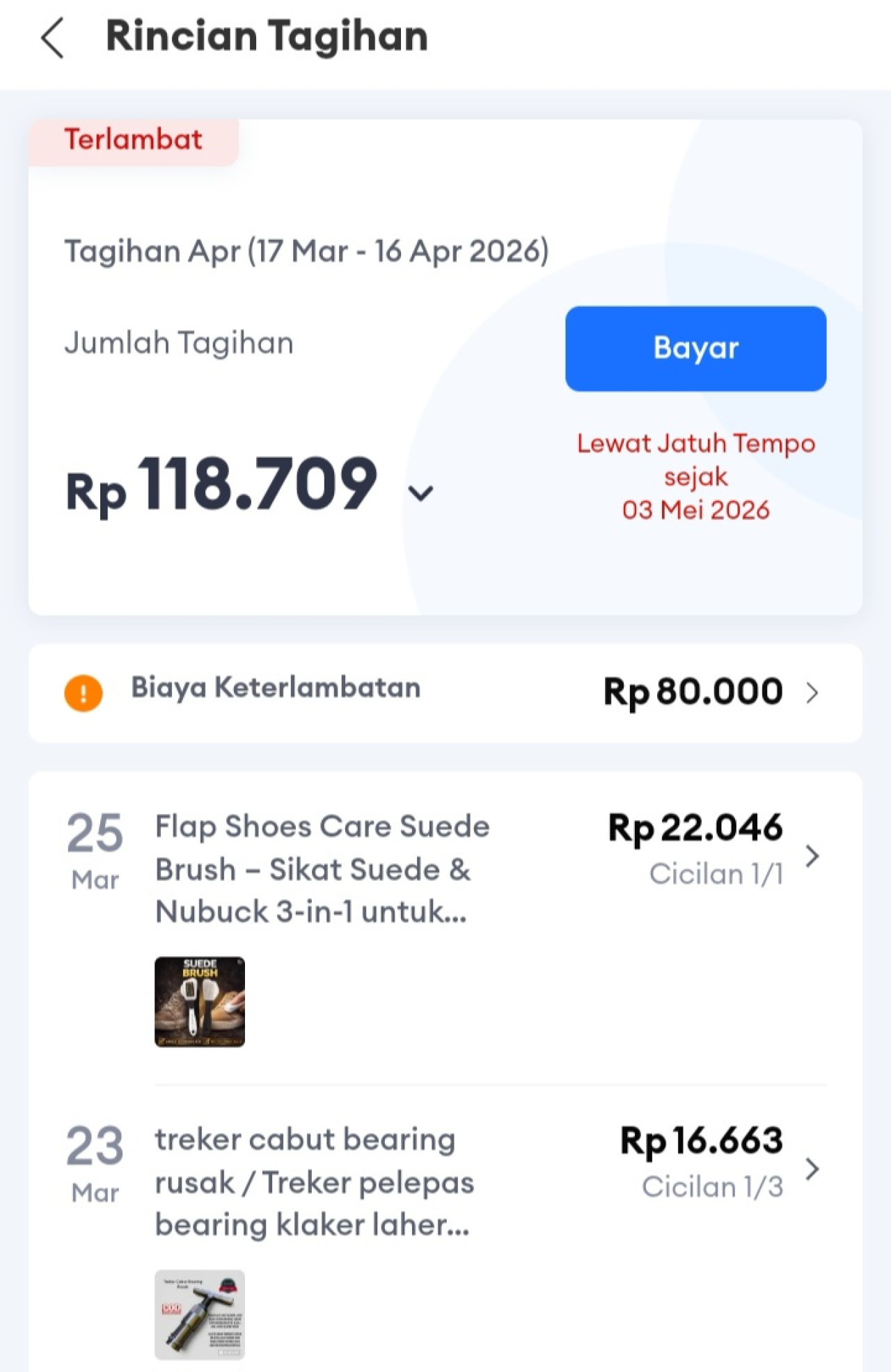 Digital tagihan playlater di akun Lazada (Foto: Dok rakyatjelata.com)