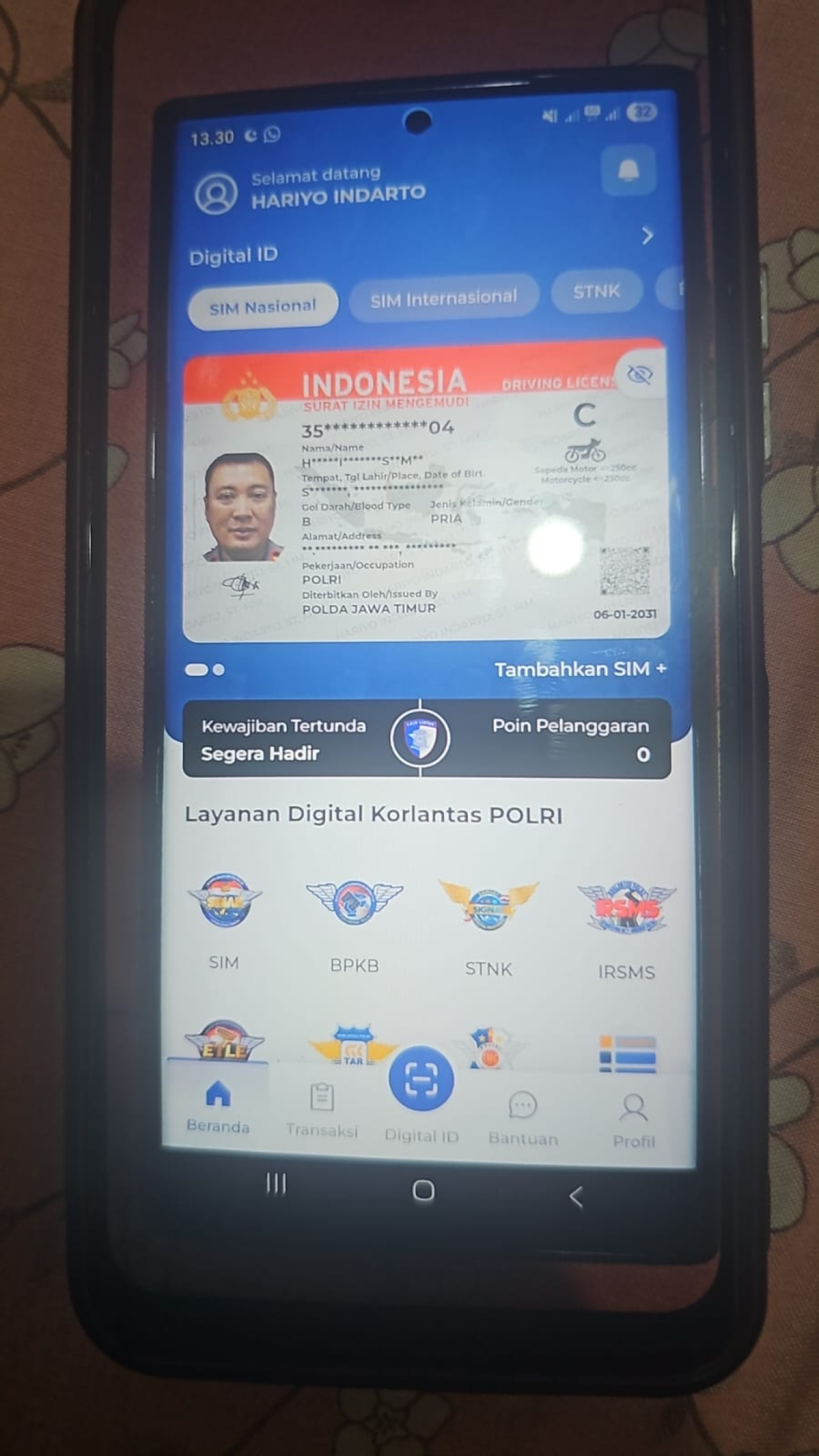 tampilan Digital Sim Korlantas Polri